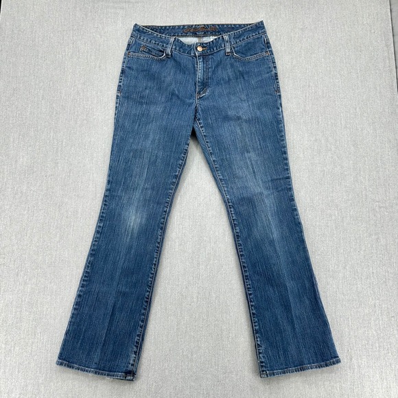 Eddie Bauer Denim - Eddie Bauer Jeans Womens 12R Blue Curvy Bootcut Mid Rise Stretch Denim Classic